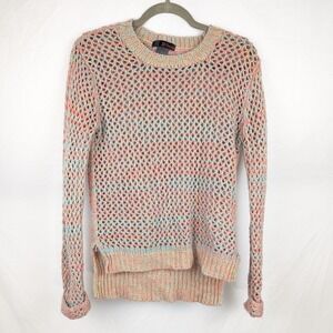 Vtg Y2K Open Knit Women's Sweater Colorful Coral‎ Pink S Coquette Boho Festival
